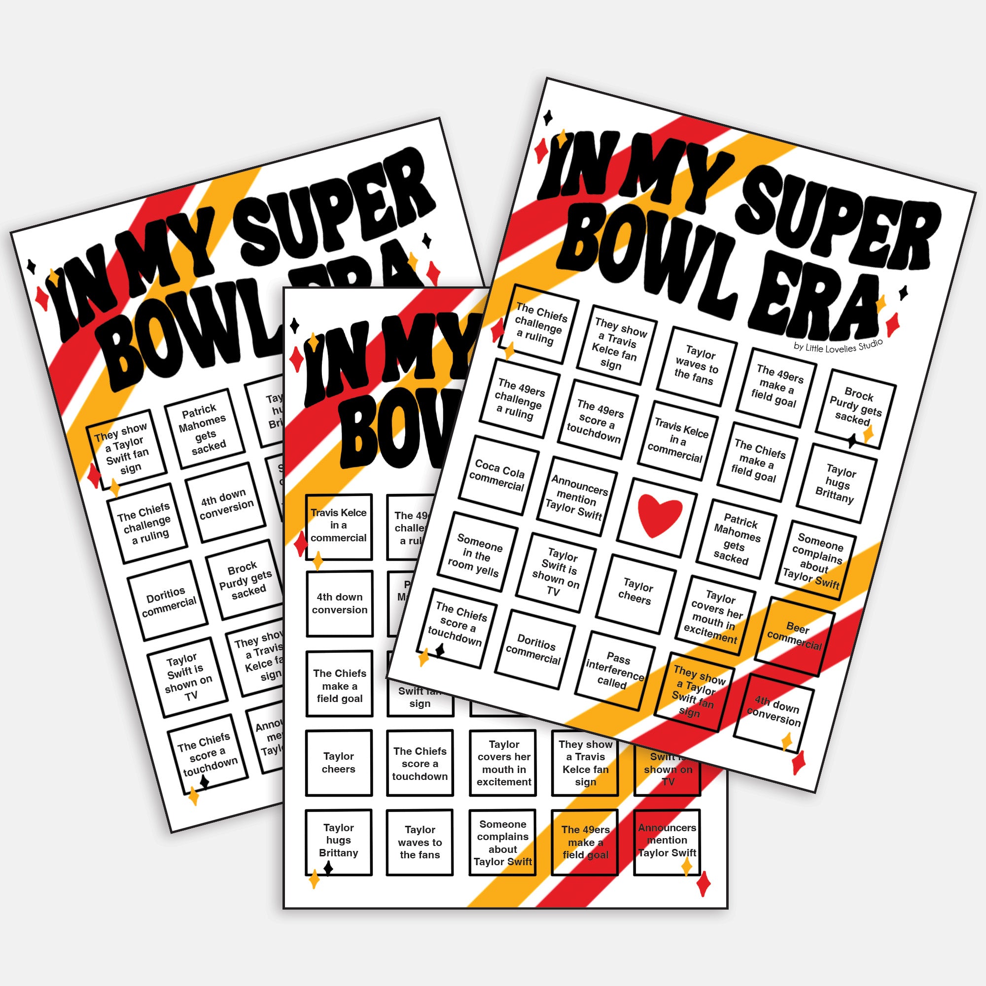 PRINTABLE 2024 Super Bowl Bingo Cards Little Lovelies Studio