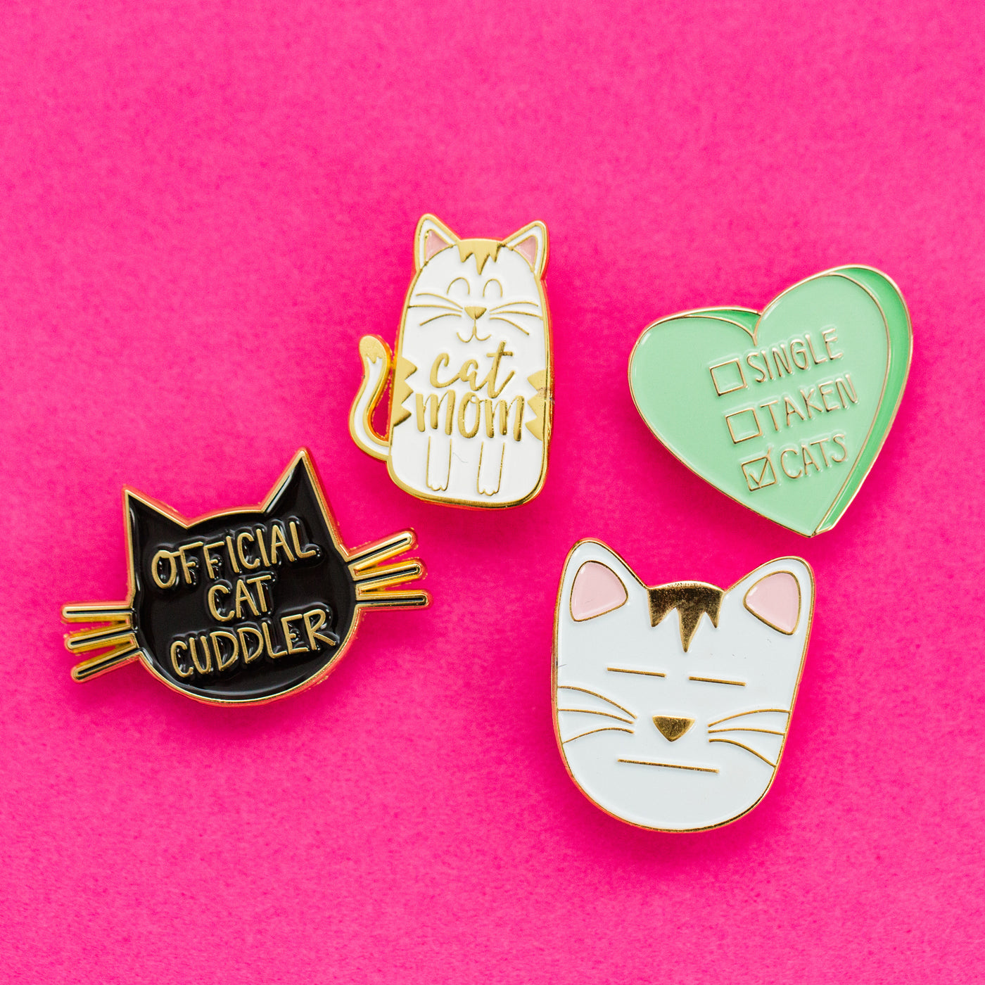 Cat Mom Enamel Pin Set